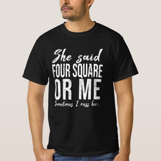 Vier Square grappige sportcadeau T-shirt (Voorkant)