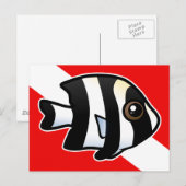 Vier Stripe Damselfish Duik Vlag Briefkaart (Voorkant / Achterkant)