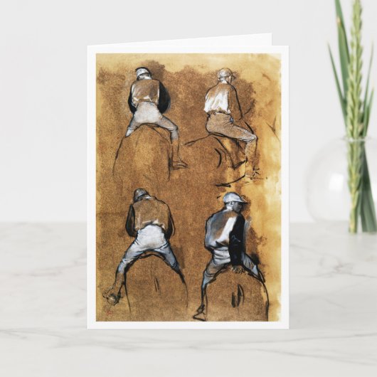 Vier studies van een Jockey, Edgar Degas Kaart (Voorkant)