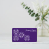 Vier tandwielen - wit op diep Paars - grijs terug Visitekaartje (Staand voorkant)
