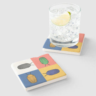 Vier Trilobite Square Dans - Prehistorische diertj Stenen Onderzetter