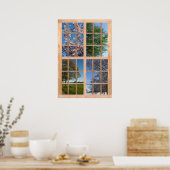 Vier Uitzicht van Zeven van een Venster Poster (Keuken)