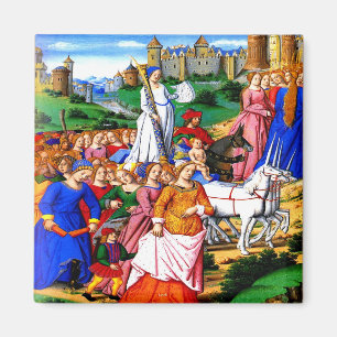"Vier Unicorns leiden de Processie" Magneet