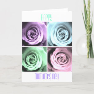 Vier van Pastel Rozen Happy Moederdag Kaart