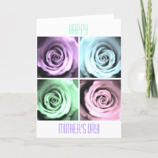 Vier van Pastel Rozen Happy Moederdag Kaart