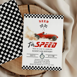 Vier versnellingen Red Race Car 4e verjaardag nodi Kaart