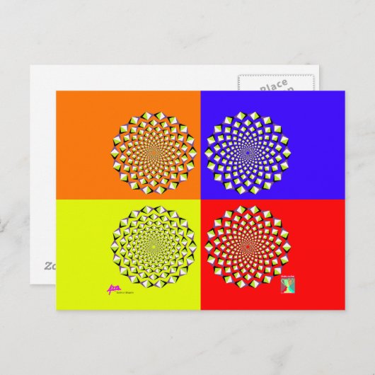 Vier vierkante Briefkaarten (Voorkant / Achterkant)