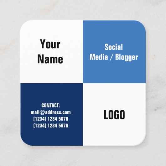 Vier vierkante gespleten moderne cover vierkante visitekaartje (Voorkant)