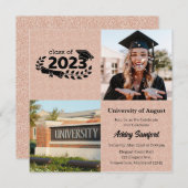 Vier vierkante Roos Gold Afstuderen Kaart (Voorkant / Achterkant)