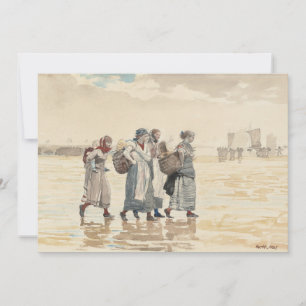 Vier visvrouwen op het strand Winslow Homer