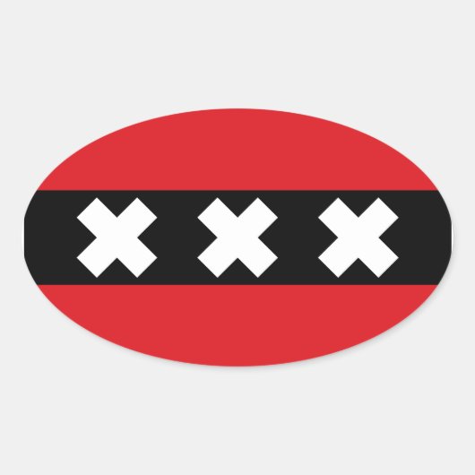 VIER Vlag van Amsterdam Ovale Sticker (Voorkant)