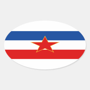 VIER vlag van Joegoslavië (1945-1992) Ovale Sticker