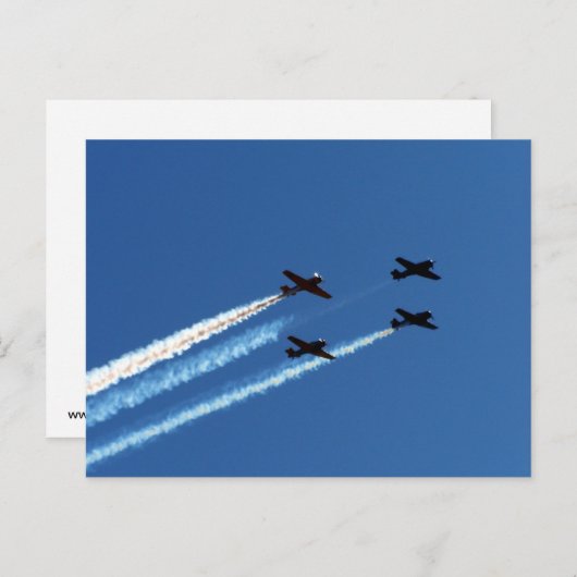 vier vliegvliegtuigen met vliegende lucht briefkaart (Voorkant / Achterkant)