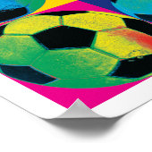 Vier Voetballen in verschillende kleuren Poster (Hoek)