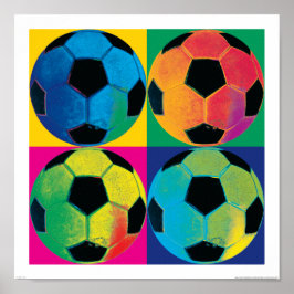 Vier Voetballen in verschillende kleuren Poster