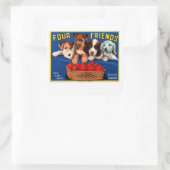 Vier vrienden vierkante sticker (Tas)