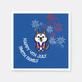 Vier vrijheid - Cartoon hond - 4 juli Servet