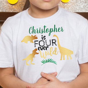 Vier WILD Dinosaur Boys 4e Verjaardag Kinder Shirts