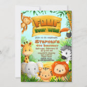 Vier Wild Safari verjaardagen Kaart (Voorkant)