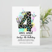 Vier wilde 4e Wild Birthday-uitnodiging ooit Kaart (Staand voorkant)