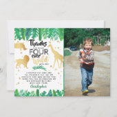 Vier Wilde Boys 4e verjaardag Foto Bedankkaart (Voorkant)