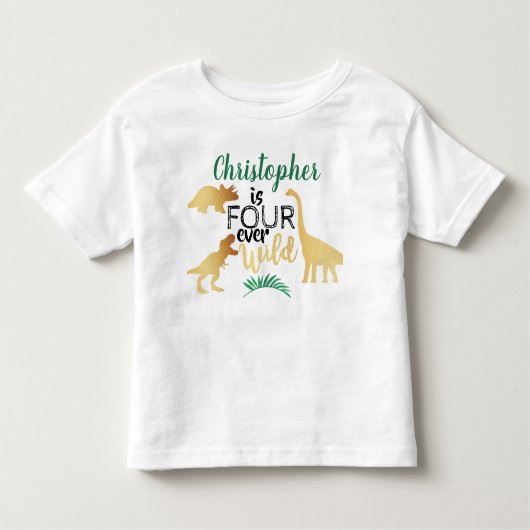 Vier Wilde Dinosaurussen Jongens 4e Verjaardag Kinder Shirts (Voorkant)