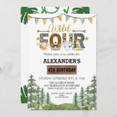 Vier Wilde GeboorteDag Feest Kaart (Voorkant / Achterkant)