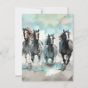 Vier Wilde Mustangs Galopperen Over De Prairie Briefkaart