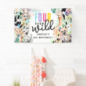 VIER Wilde! Safari Dieren 4e verjaardag Spandoek (Insitu)