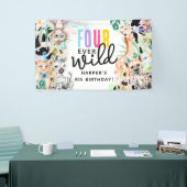 VIER Wilde! Safari Dieren 4e verjaardag Spandoek (Beurs)