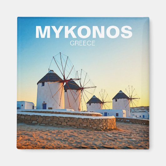 Vier windmolens in Mykonos Griekenland Cycladen Re Magneet (Voorkant)