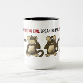 Vier Wise-apen Funny Cartoon Design Mok (Midden)