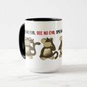 Vier Wise-apen Funny Cartoon Design Mok (Voorkant links)