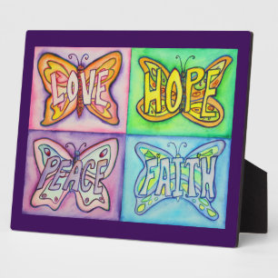 Vier Word Butterfly Wings Art Schilderen Gift Plaq Fotoplaat