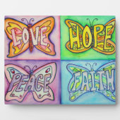 Vier Word Butterfly Wings Art Schilderen Gift Plaq Fotoplaat (Voorkant)