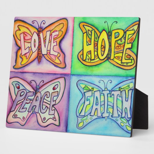 Vier Word Butterfly Wings Art Schilderen Gift Plaq Fotoplaat (Zijkant)