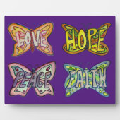 Vier Word Butterfly Wings Art Schilderen Gift Plaq Fotoplaat (Voorkant)