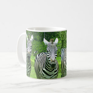 Vier zebra's in weilandlicht koffiemok