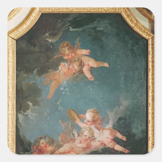 Vier zeeën in de Salle du Conseil - Winter Vierkante Sticker (Voorkant)