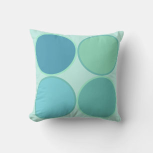 Vier zeegroene en cyaan turquoise blauwe cirkels o kussen