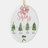 Vier zusters kerstboom met aangepaste namen keramisch ornament (Rechts)