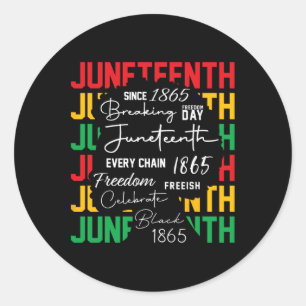 Vier Zwarte Vrijheid Breken Elke Ketting 1865 Ronde Sticker