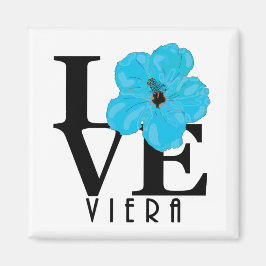 Viera LOVE Blue Hibiscus Magnet Magneet