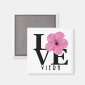Viera LOVE Pink Hibiscus Magnet Magneet (Voorkant / Achterkant)