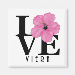 Viera LOVE Pink Hibiscus Magnet Magneet