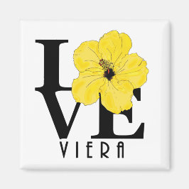 Viera LOVE Yellow Hibiscus Magnet Magneet