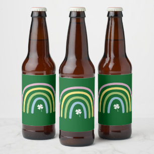 Vierbladige Klaver Regenboog St. Patrick's Dag Bier Etiket