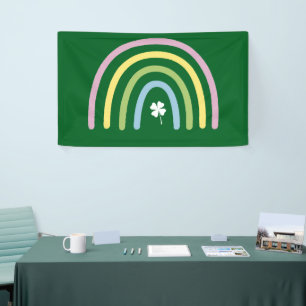 Vierbladige Klaver Regenboog St. Patrick's Dag Spandoek