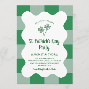 Vierbladige Klaver Schachbrett St. Patrick's Day Kaart