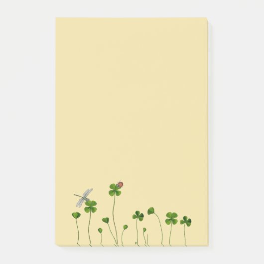 Vierbladklaver gras, ladybug en dragonfly post-it® notes (Voorkant)